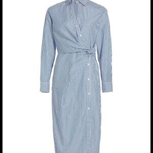 Veronica Beard Blue Striped Wrap Dress